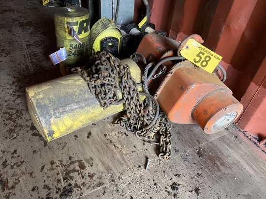 UNITED STATES MONORAIL 1-TON CHAIN HOIST, EC-3M, 3PH.