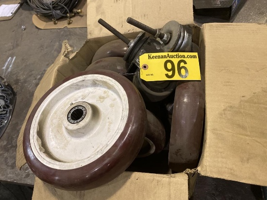 LOT OF (6) 10" WHEELS & (2) CASTERS