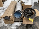 PALLET OF MISCELLANEOUS MATERIAL: ALUMINUM PIPER COVER, METAL DOOR FRAM, (9) 9