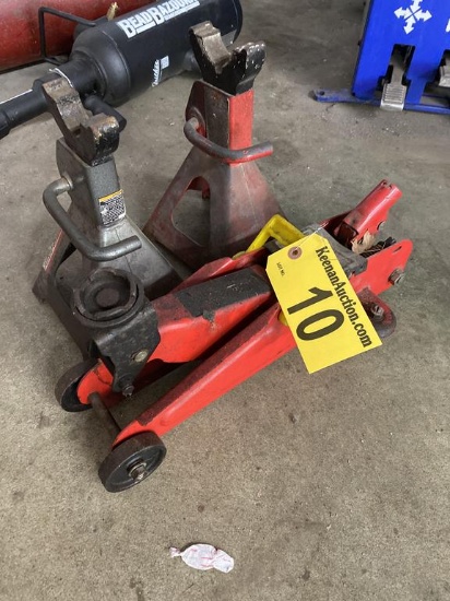 2-TON HYDRAULIC FLOOR JACK AND (2) JACK STANDS