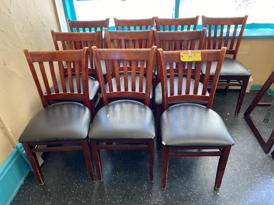 (11) SLAT BACK, VINYL UPHOLSTERED DINING CHAIRS