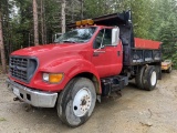 2000 F650 SUPER DUTY, CAT 3126 DIESEL S/A DUMP TRUCK, 6-SPEED,S/N: 3FDNF65A0YMA72992, RED