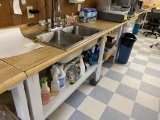 WORK COUNTER W/ 2-BAY S/S SINK & FAUCET, 8' X 26