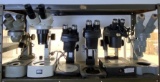 (6) ASSORTED MICROSCOPES & STANDS, BRISTOLINE, BAUCH & LOMB, HACKER & LUMISCOPE