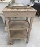 WOODEN UTILITY STAND W/ WHEELS