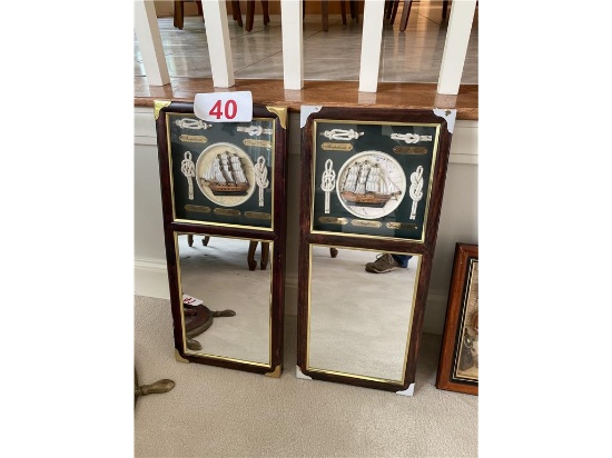 LOT OF (2) NAUTICAL FRAMED MIRRORS, 9"W X 22"H