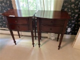 (2) BOW FRONT END TABLES, 23