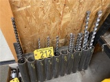 LOT OF (12) ASSORTED MASONRY BITS AND STAND