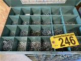 LOT OF 7-PARTS DRAWERS:  NYLON LOCKNUTS, COTTER PINS, SHEET METAL SCREWS,  ELECTRICAL CONNECTORS