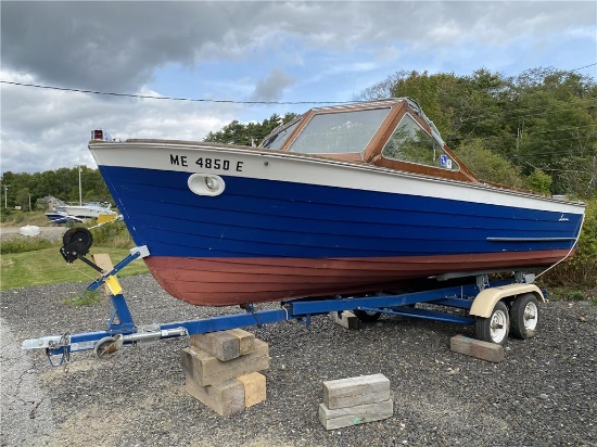 1965 LYMAN 19' RUNABOUT, VOLVO PENTA 200 4-CYL. I/O, 83 HOLSCLAW T/A TRAILER S/N: 1HNAMKR22D1L00660