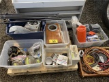 (12-PHOTOS) LOT OF MARINE HARDWARE, COPPER LINE, NEWMAR DIRECTION FINDER, PAINT SPRAY GUNS, FILTERS