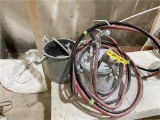 PAINT POT & HOSE W/ SPARE POT. 2-PHOTOS