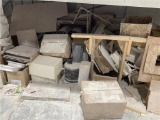 CONTENTS UNDER MEZZANINE, LUMBER, WINDOWS, MISC. MATERIAL. 9-PHOTOS