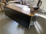 SINGLE PEDESTAL METAL DESK W/ LEFT HAND RETURN