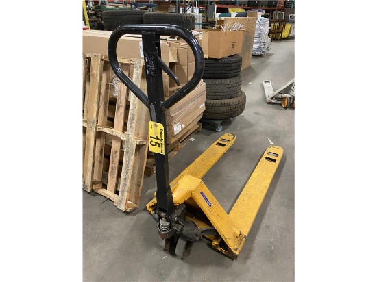 ULINE MODEL H1043 HYDRAULIC PALLET JACK, 5,000LB., , 48" X 27"