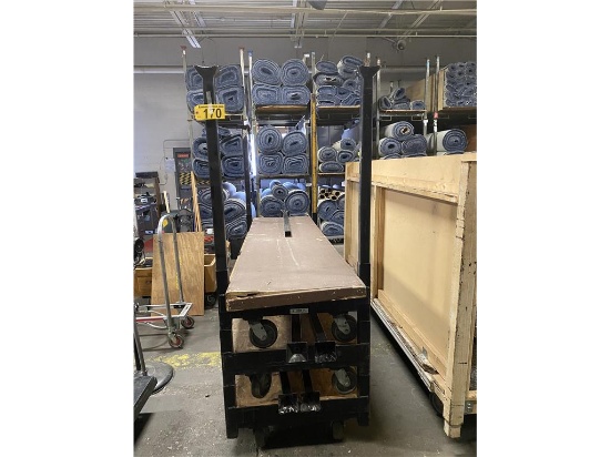 (3) LINCO STACKING WAREHOUSE PALLETS 7'L X 30"W X 4' POSTS WITH CASTERS SELLING BY THE PIECE