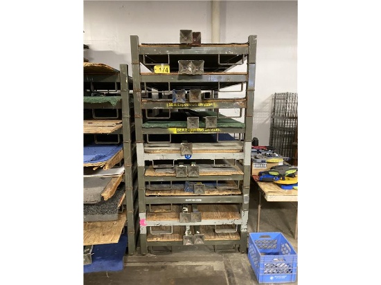 (9) STACKING WAREHOUSE PALLETS 7'L X 43"W X 4' POSTS SELLING BY THE PIECE