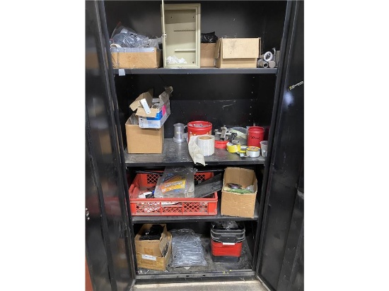 2-DOOR STORAGE CABINET AND CONTENTS