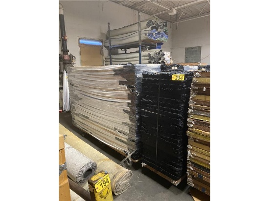 (216) WOODEN FOLDING TABLES 2' X 8' W/BLACK TABLE SKIRT, WHITE TOP SELLING BY THE PIECE