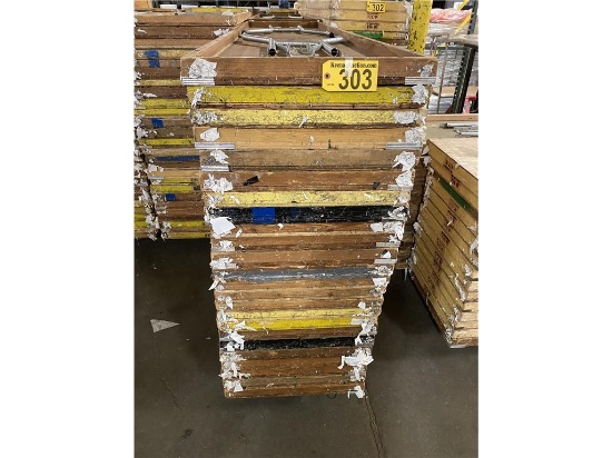 (97) WOODEN FOLDING TABLES 2'X8', 5-STACKS