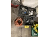 MISCELLANEOUS LOT CASTER PARTS, ELEC. CORDS, TAPE