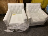 (2) WHITE SIMULATED LEATHER CHAIRS