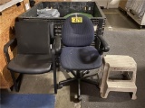 LOT: (2) OFFICE CHAIRS, STEP STOOL, PAD