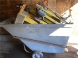 CONTENTS OF TRAILER INCLUDES TUB CART, (10) 2'X4' 4-WHEEL DOLLIES, (19) 43