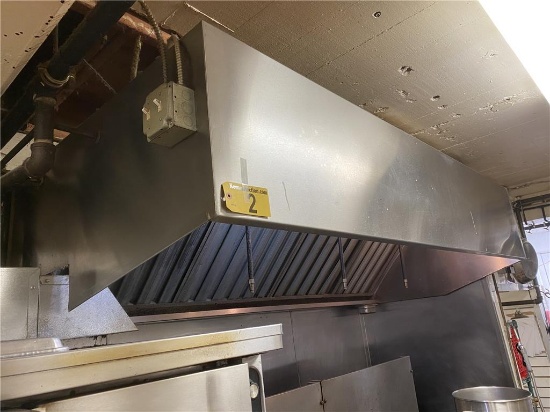 STAINLESS STEEL HOOD SYSTEM, 8' X 4' X 2'H, W/ RANGE GUARD RG-2.5G FIRE PROTECTION SYSTEM