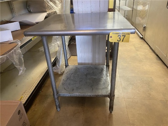 30" X 30" STAINLESS STEEL TABLE, LOWER GALVANIZED SHELF