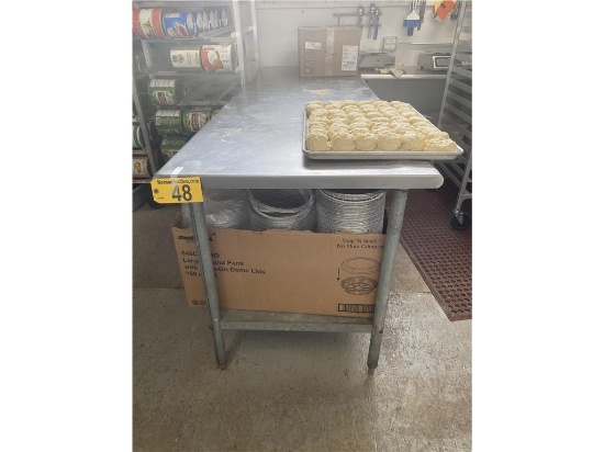 8' X 30" STAINLESS STEEL TABLE, LOWER GALVANIZED SHELF