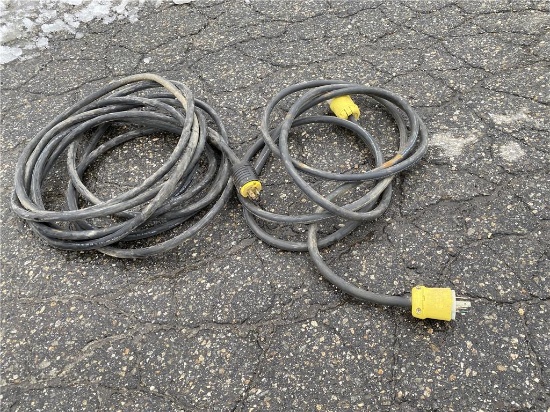 LOT: (2) HEAVY DUTY POWER CORDS 12' & 24' (APPROXIMATE LENGTHS)