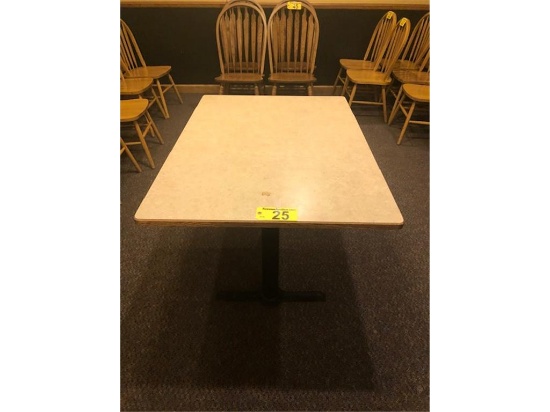 DOUBLE PEDESTAL TABLE, LAMINATE TOP, OAK EDGE 47.5"X33.5"
