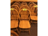 (4) WINDSOR ARROW BACK DINING CHAIRS, WOOD, (1) MISSING A BACK SPINDLE, (1) LOOSE SPINDLE