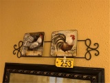 (4) ROOSTER PLATES W/ WALL HANGERS