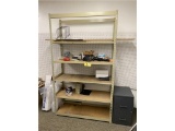 SHELVING UNIT W/ OFFICE SUPPLIES ON SHELVING, POLY SHEETING, WEATHER TECH FLOOR MATS