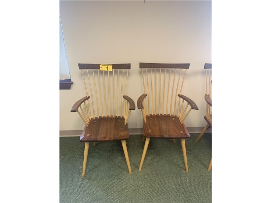 2015 THOS. MOSER EASTWARD ARM CHAIRS, 43"H X 24"W X 24"L, WALNUT/ASH