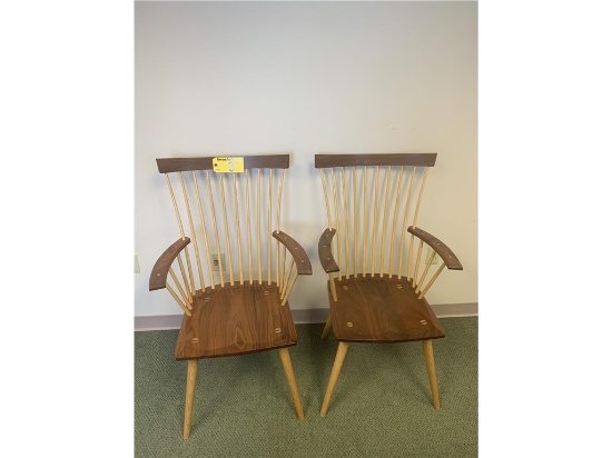 2015 THOS. MOSER EASTWARD ARM CHAIRS, 43"H X 24"W X 24"L, WALNUT/ASH