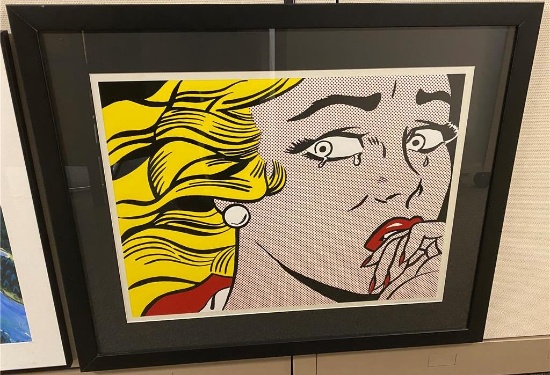 "CRYING GIRL" FRAMED POSTER BY ROY LICHENSTEIN, 36 X 29