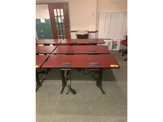 2-PERSON, DOUBLE PEDESTAL CLASSROOM DESKS, W/ USB 2.0, USB CHARGER, PHONE, ETHERNET, POWER OUTLETS