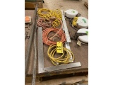 LOT OF 5-ELECTRICAL EXTENSION CORDS, TRIPLE OUTLET EXTENSION, AIRLINE, RULES & SQUARE