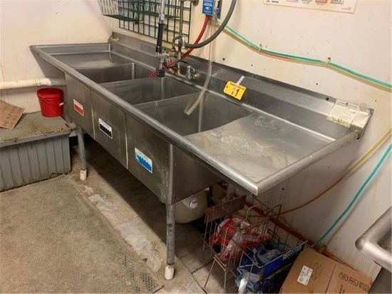 AERO STAINLESS STEEL 3-BAY SINK 87" X 27" (BUYER TO DISCONNECT)