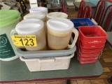 O-PLASTICWARE LOT:  4-PITCHERS, 2-BUS TUBS, 6-BUCKETS