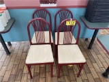 O-(4) CHARTERHOUSE FAN BACK DINING CHAIRS, METAL FRAME, PLASTIC SEAT