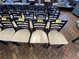 B-(4) LADDER BACK METAL FRAME DINING CHAIRS, PLASTIC SEATS