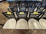 B-(4) LADDER BACK METAL FRAME DINING CHAIRS, PLASTIC SEATS