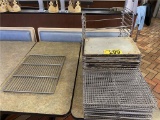 B-LOT: 23-ALUMINUM HALF PANS, 10-COOLING/ROASTING RACKS, 2-PAN RACKS