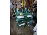 S-(24) GREEN FAN BACK DINING CHAIRS, PLASTIC SEAT, METAL FRAME