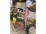 LINCOLN ELECTRIC MODEL SP-130T ARC WELDER, WIRE FEED W/CART, HELMET, GLOVES - TANK NOT INCLUDED