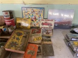 LOT: ASSORTED SIGNS, CALENDARS, SUPERMAN GAME
